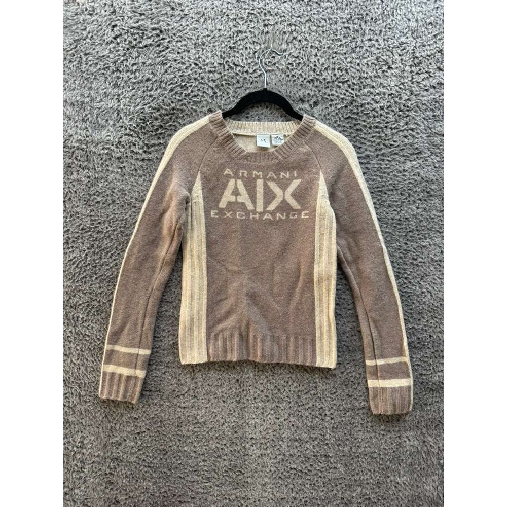 Armani Exchange Logo Knitted Lambswool Pullover Sweater Brown Womens Size M
